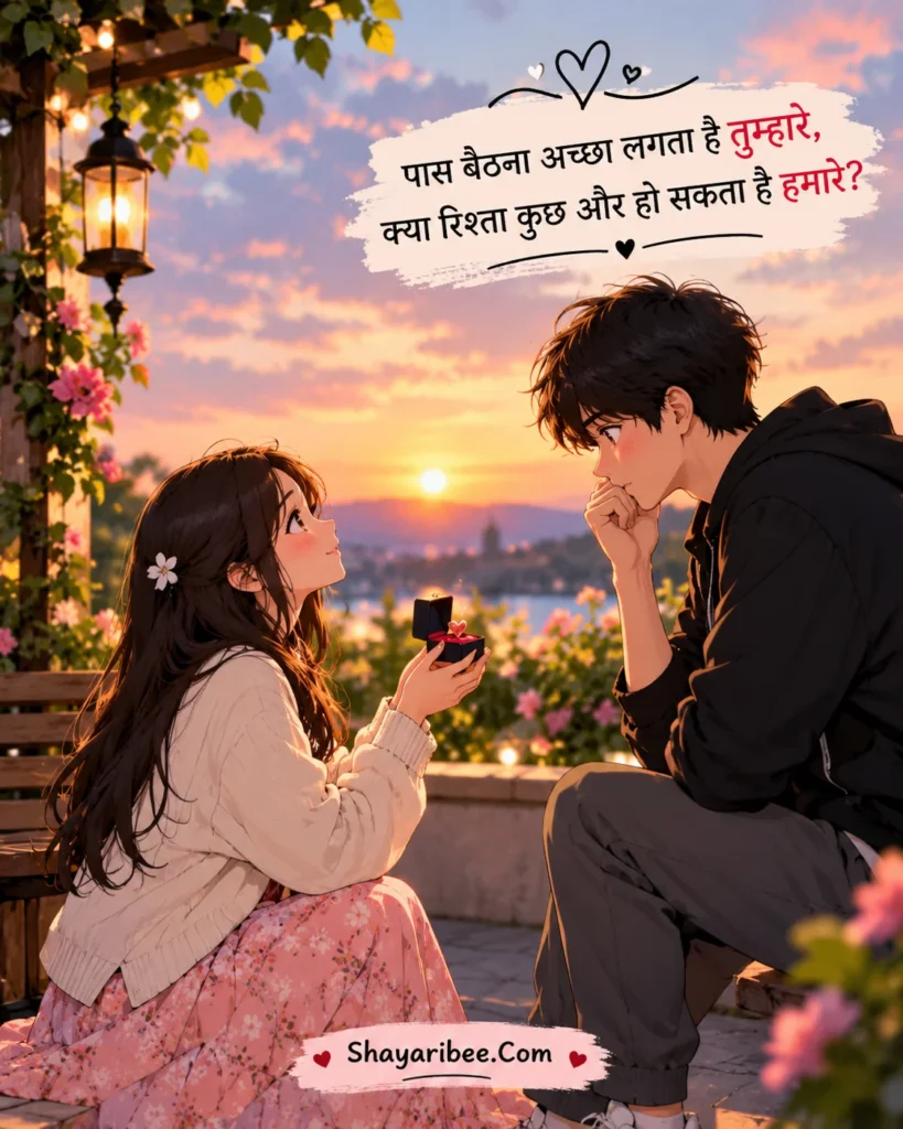 Anime Girl Proposing Boy With Romantic Hindi Shayari