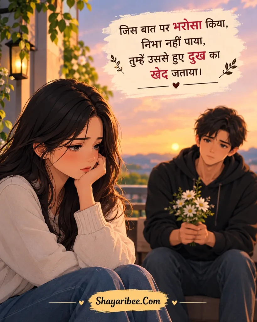 Anime couple emotional sorry shayari with heartfelt apology feelings