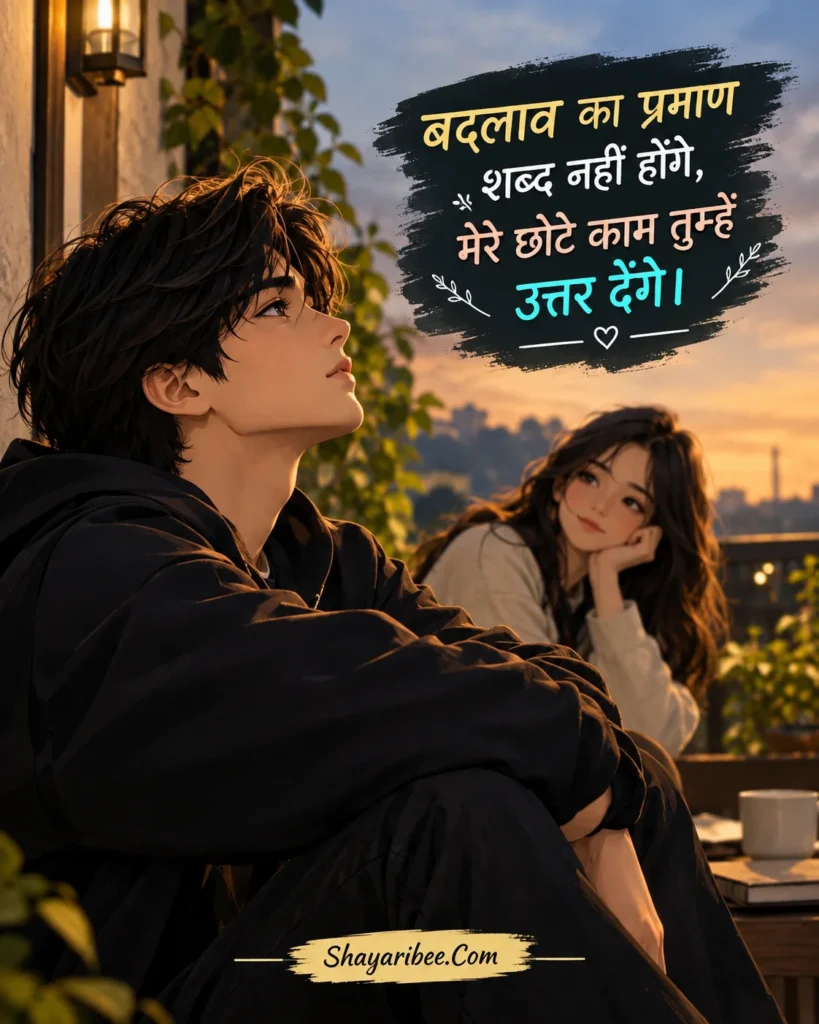 Sorry shayari with anime couple and emotional aesthetic design
