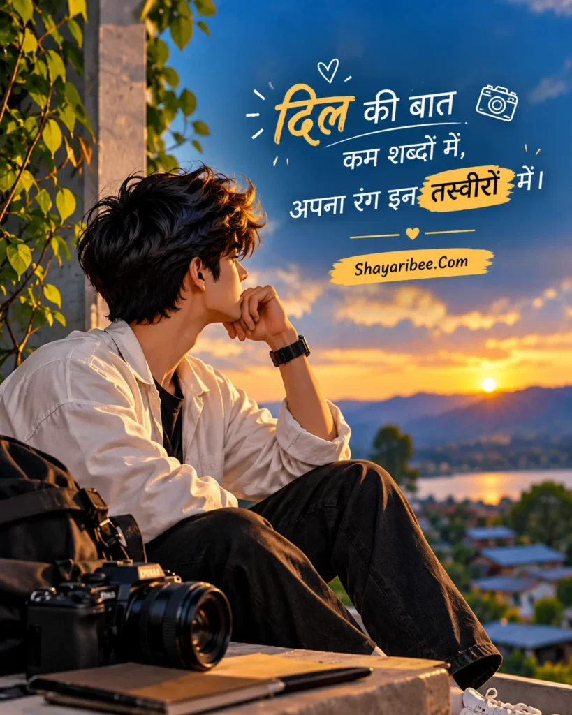 Aesthetic anime boy ke saath Instagram Shayari quotes design