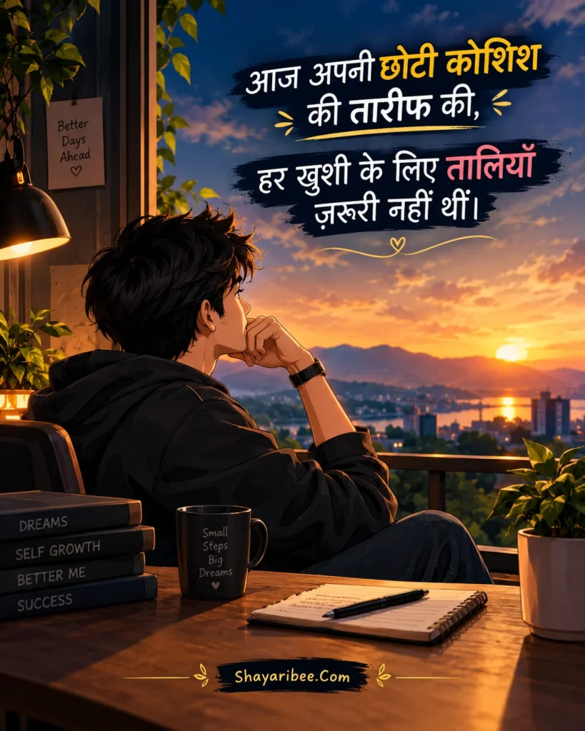 Khud Ki Chhoti Koshish Par Garv Anime Shayari Poster