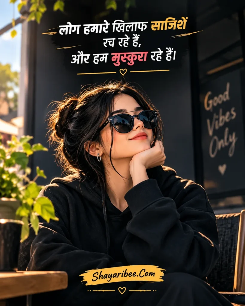 Stylish Girl Sunglasses Attitude Shayari Poster Hindi