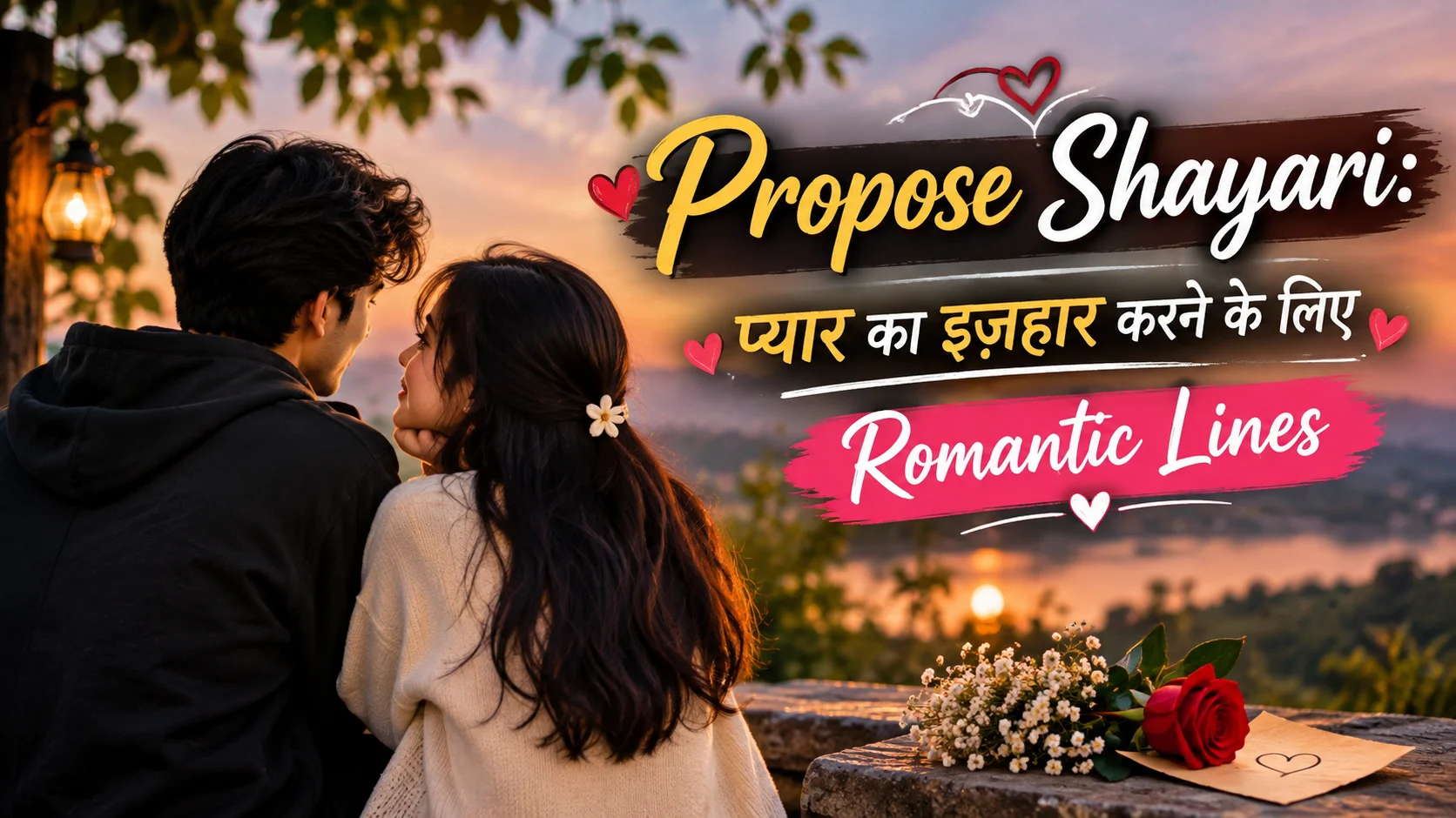 Romantic Couple Propose Shayari Aesthetic Thumbnail With Beautiful Love Quotes