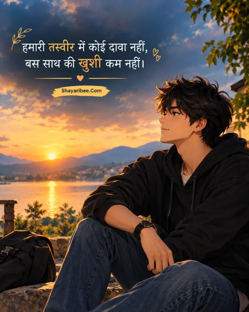 Boy anime photo with saath ki khushi wali shayari