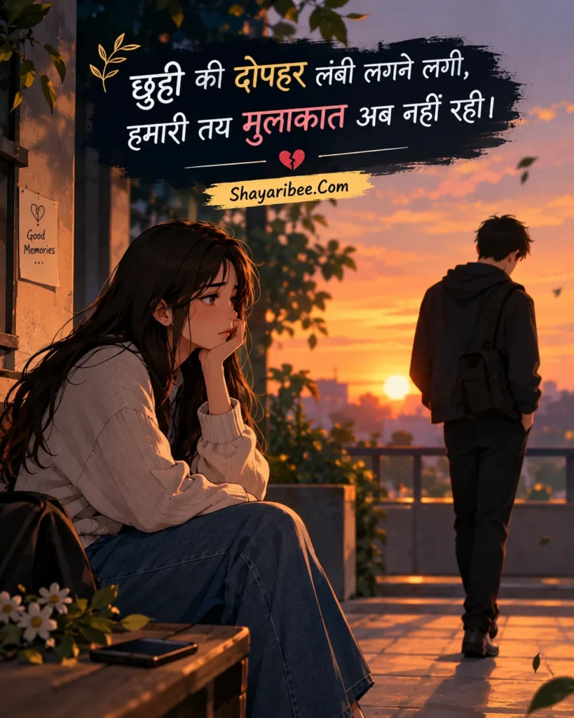 Anime breakup scene with sad girl sunset aur Shayaribee.Com