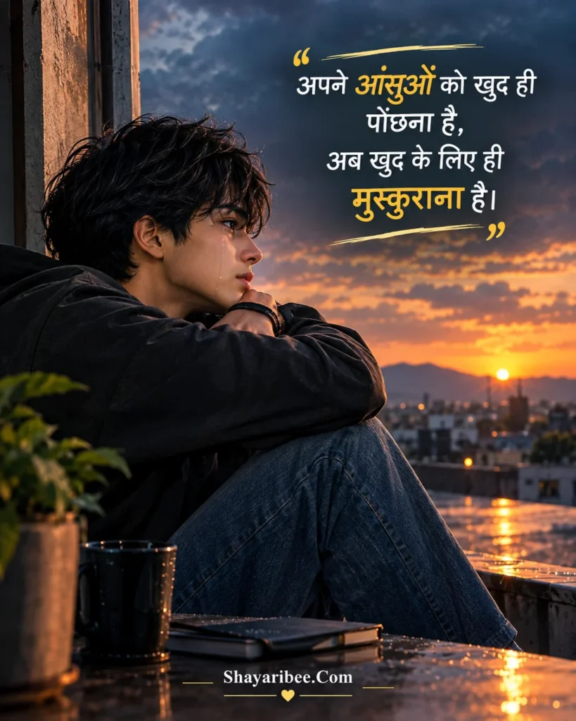 Sad boy emotional Hindi shayari sunset
