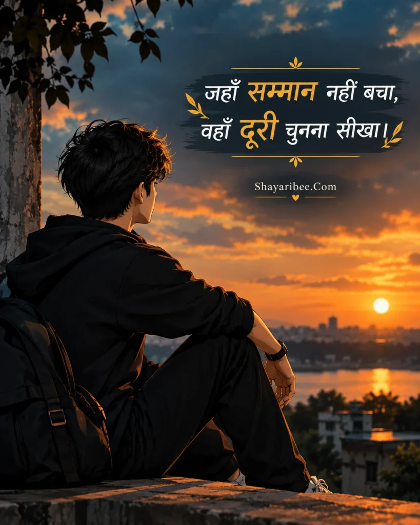 Self Respect Sad Shayari Anime Boy Sunset Aesthetic