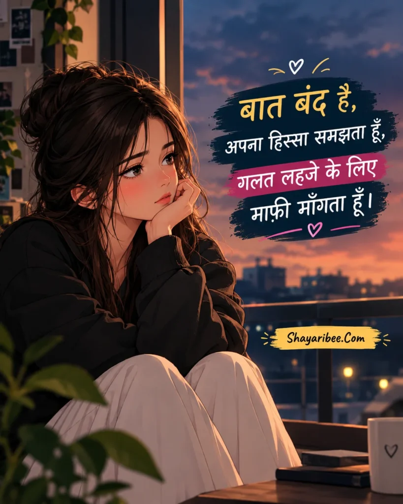 Anime Girl Sorry Shayari With Aesthetic Hindi Quote
